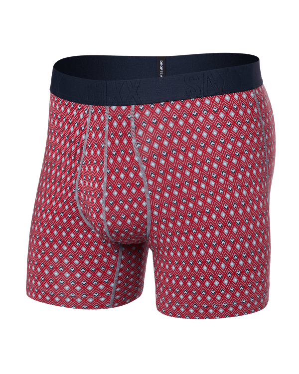 Front of Droptemp® Cooling Cotton Boxer Brief in Vintage Geo-Red