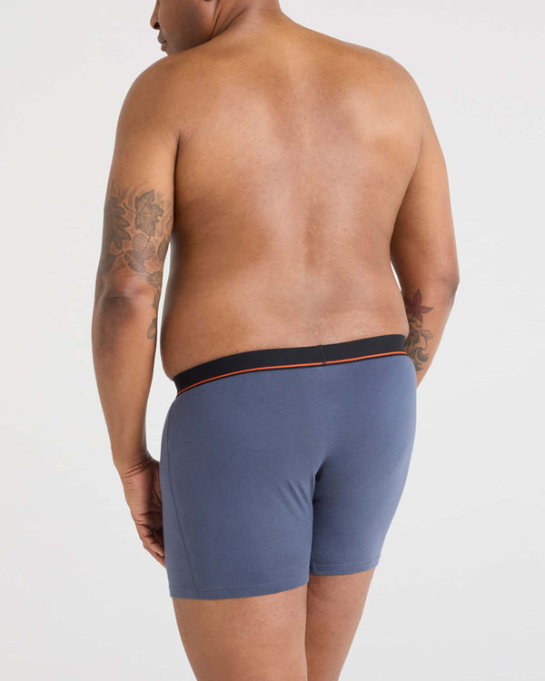 Back - Model wearing Non-Stop Stretch Cotton Boxer Brief Fly 2Pk in Deep Navy/Black