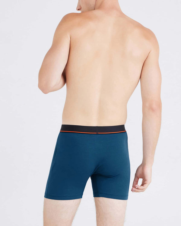 Back - Model wearing Non-Stop Stretch Cotton Boxer Brief Fly in Hurricane