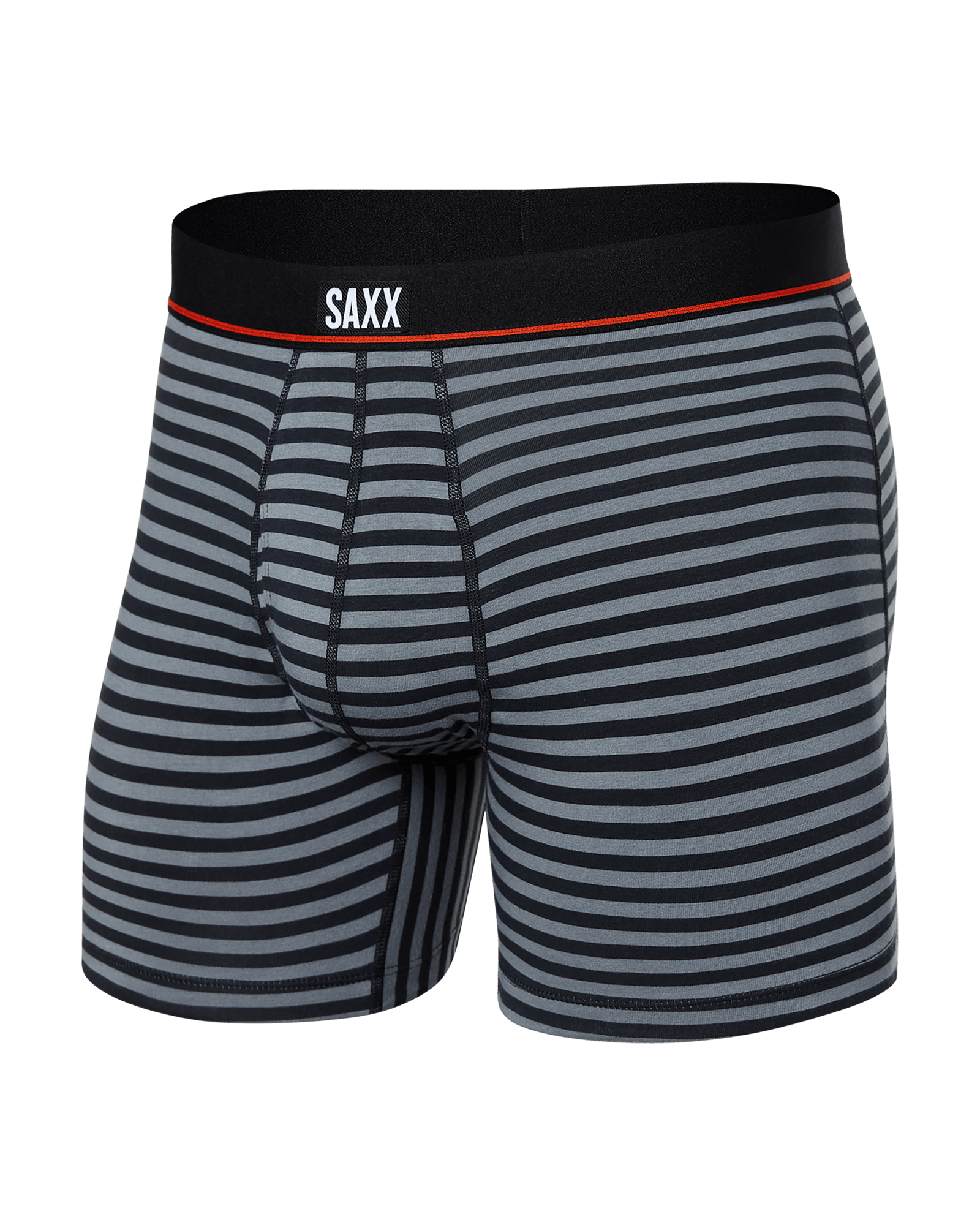 Front of Non-Stop Stretch Cotton Boxer Brief in Hiker Stripe- Grey