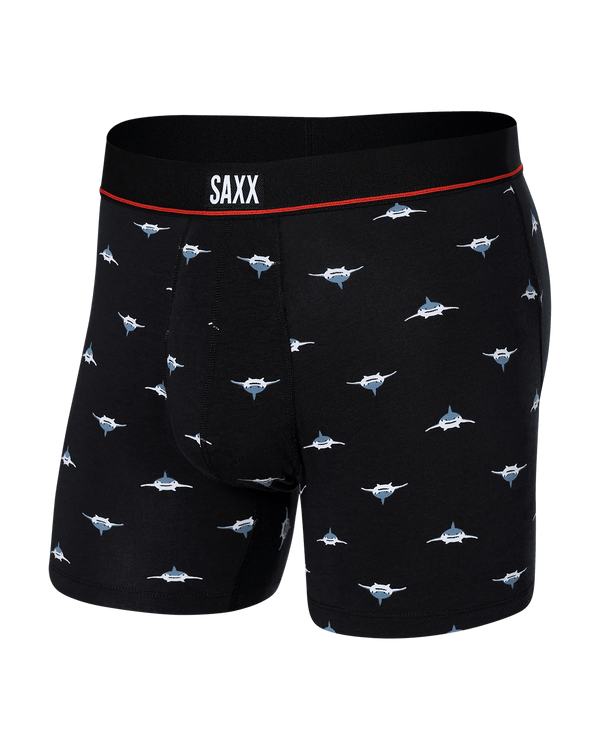 Front of Non-Stop Stretch Cotton Boxer Brief Fly in Mini Predator- Black