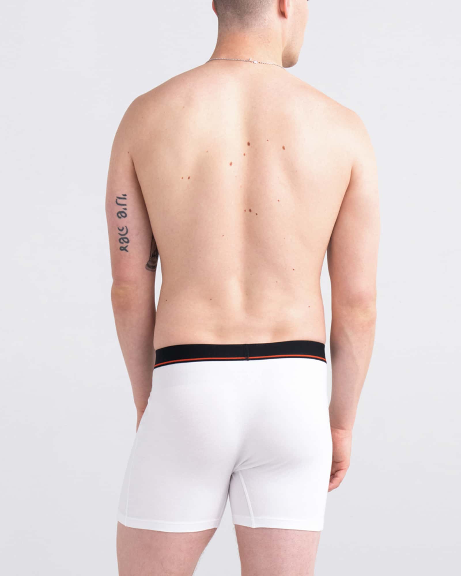 Back - Model wearing Non-Stop Stretch Cotton Boxer Brief Fly 3Pk in White