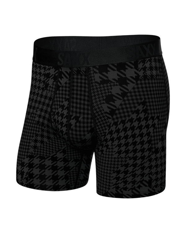 Front of 22nd Century Silk Boxer Brief in Dogstooth Camo- Black