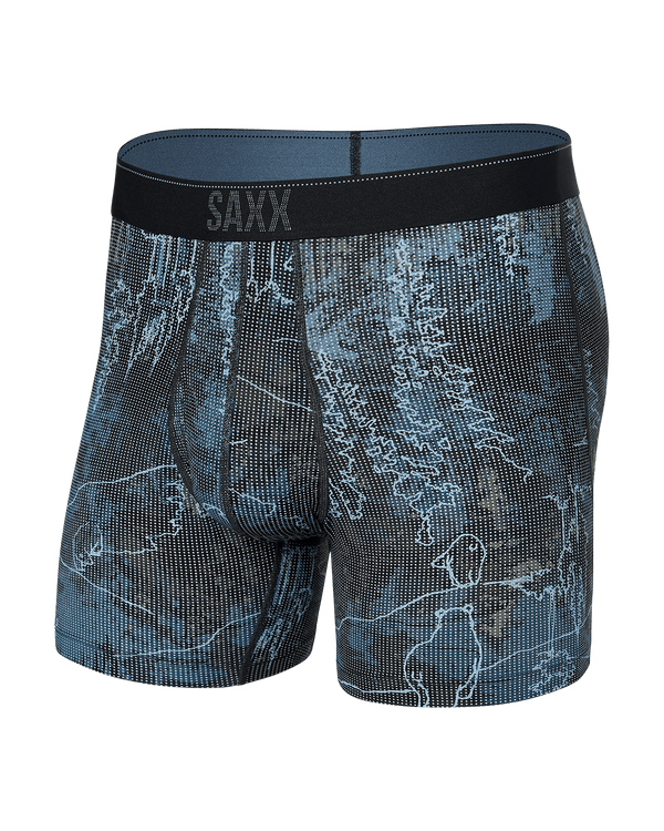 Front of Quest Quick Dry Mesh Boxer Brief Fly in Smokey Mountains- Multi