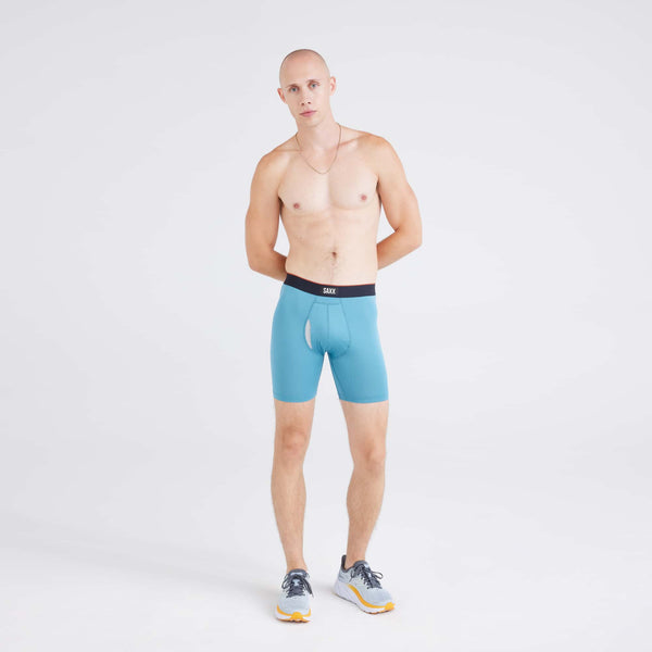 Front - Model wearing  Multi-Sport Mesh (2 Pack) Boxer Brief in Hydro Blue/Faded Black