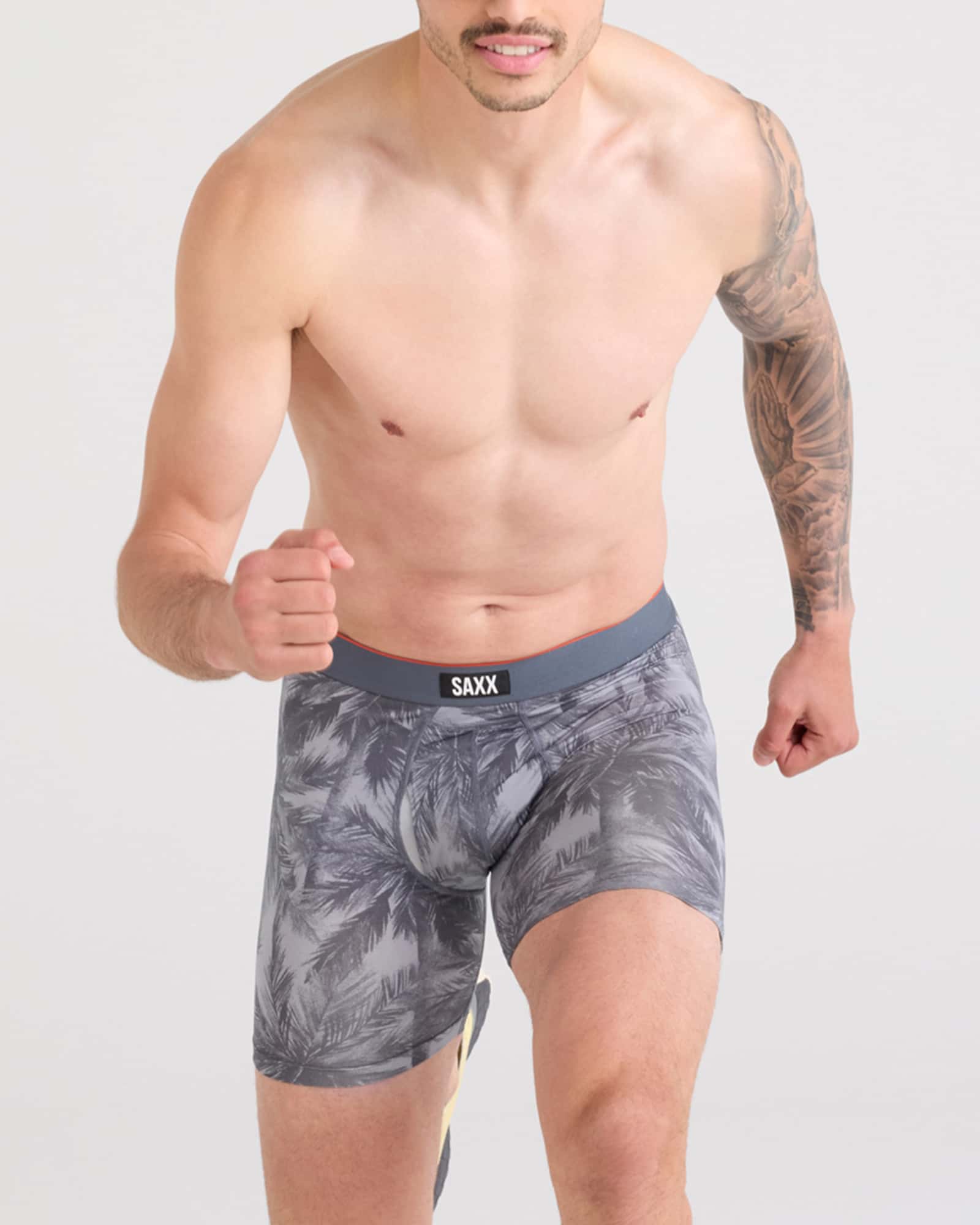 Front - Model wearing Multi-Sport Mesh Boxer Brief Fly in Vacation Vibes-Turbulence