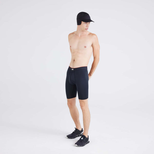 Front - Model wearing  Multi-Sport Mesh Long Boxer Brief in Black