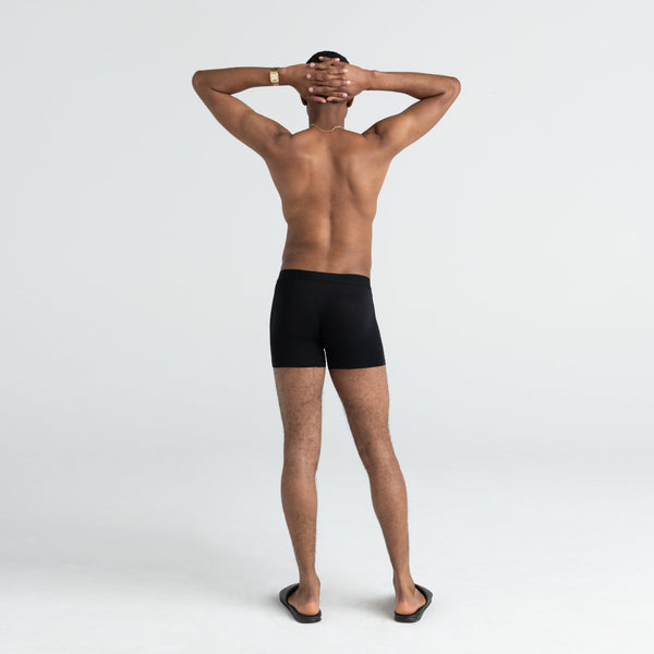 Back - Model wearing Vibe Boxer Brief in Black/Black