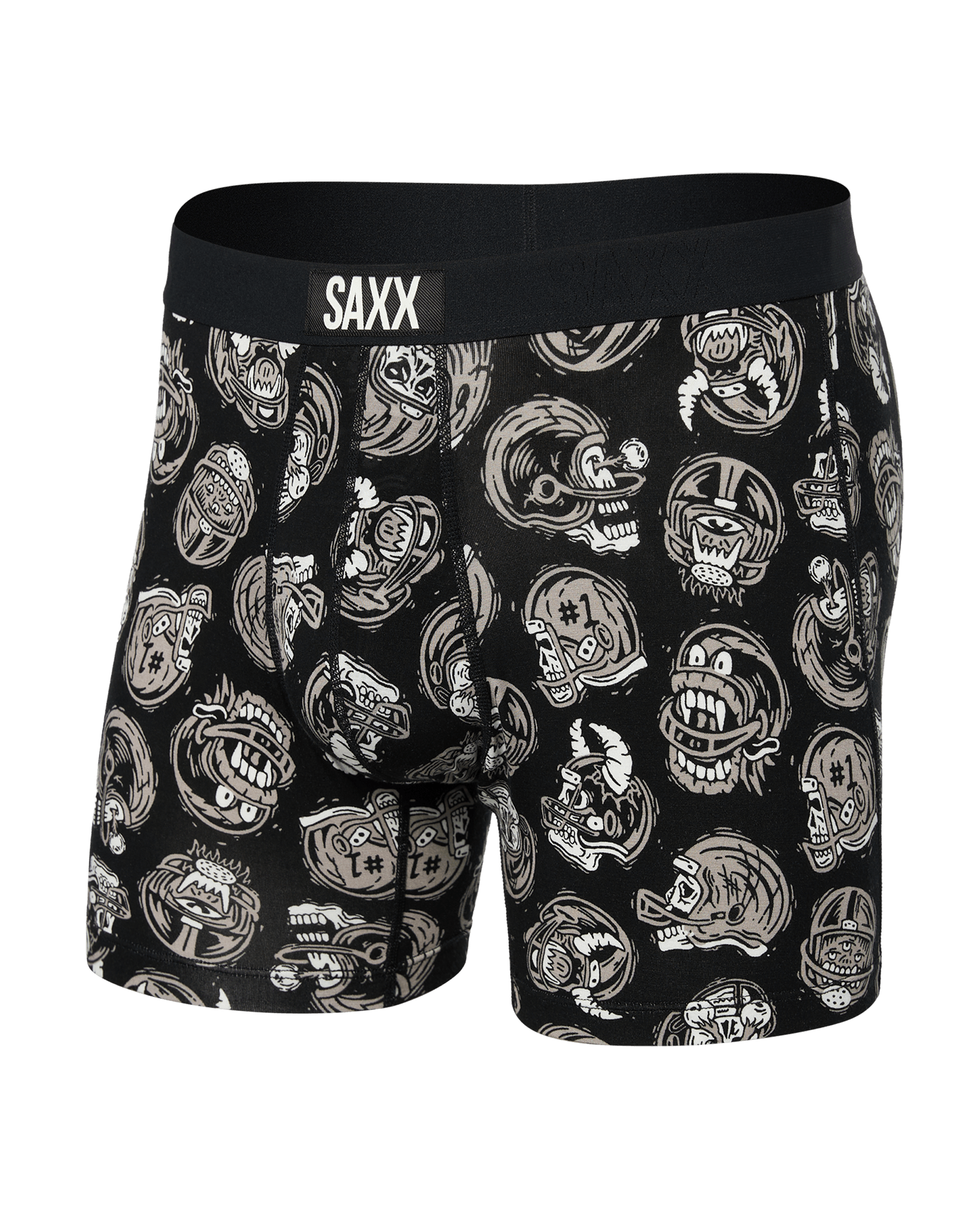 Front of Vibe Super Soft Boxer Brief in Brain Bucket-Black