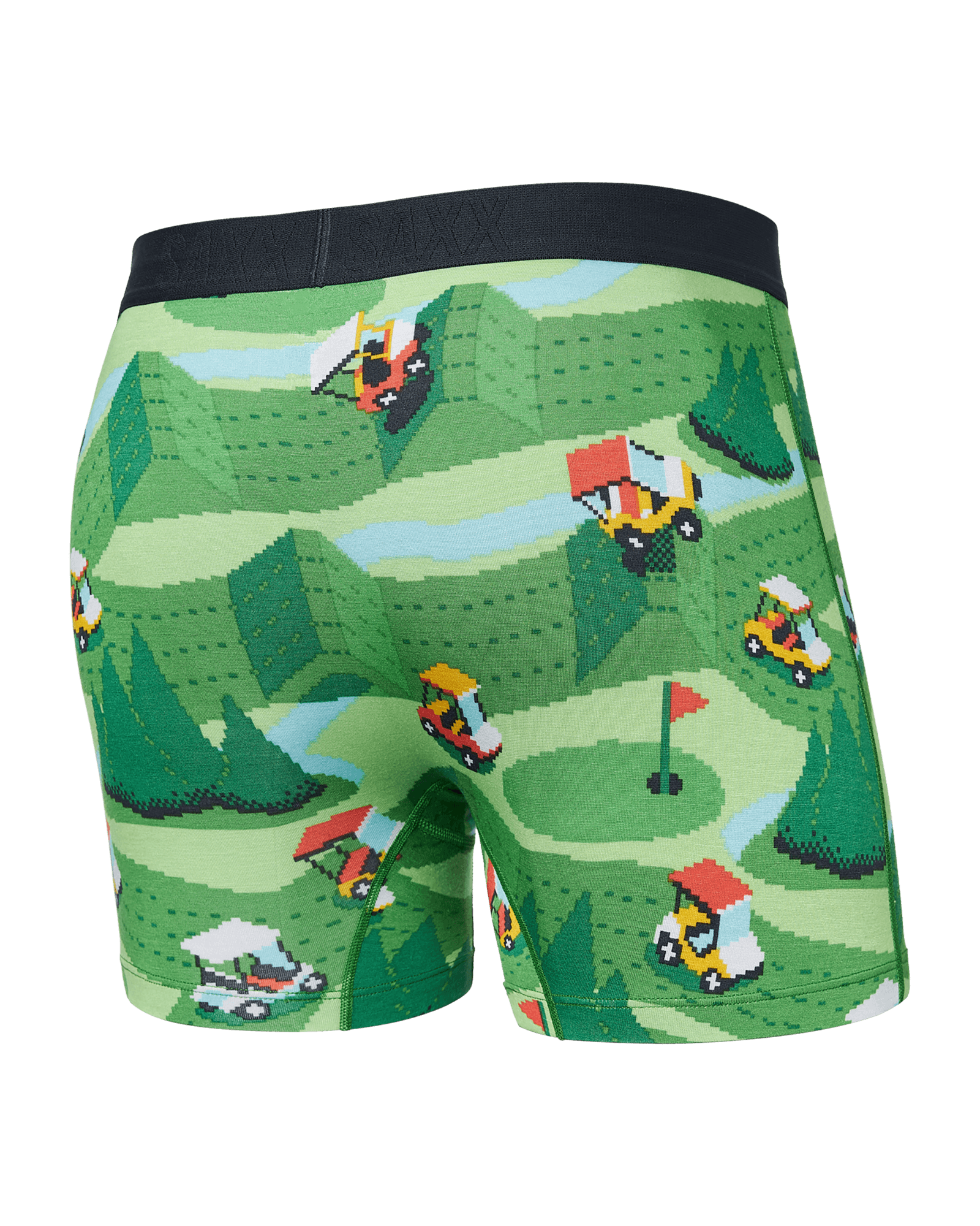 Back of Vibe Boxer Brief in Excite Carts- Green