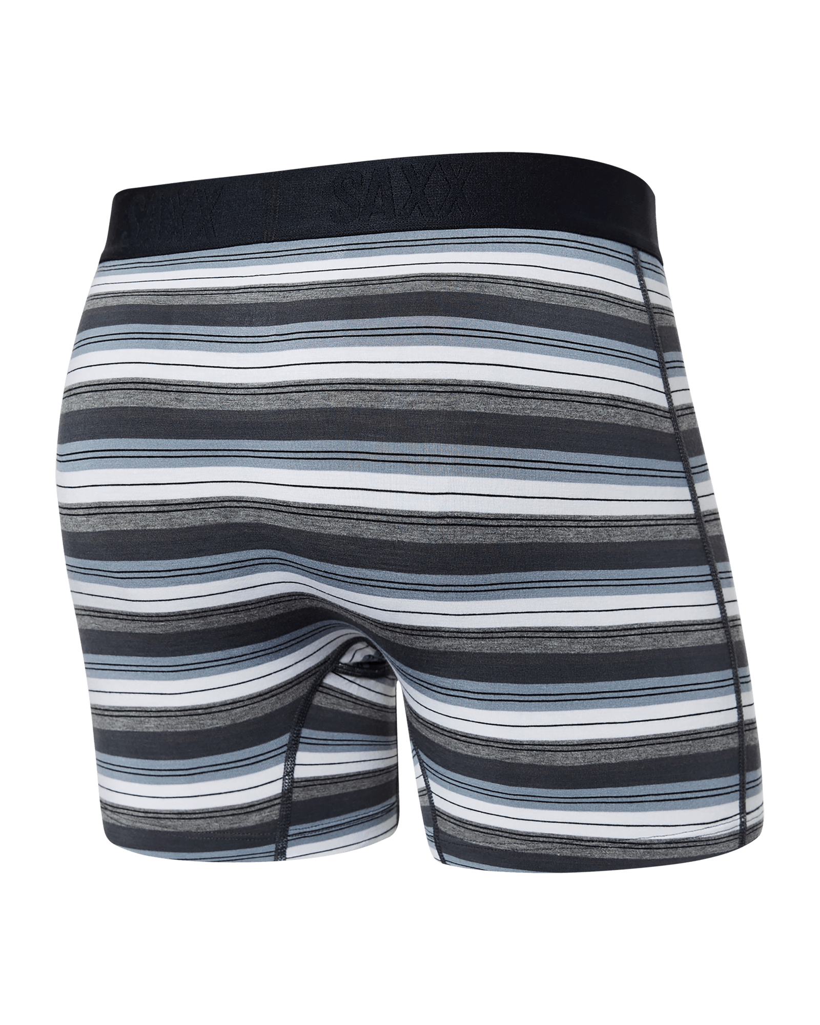 Back of Vibe Super Soft Boxer Brief in Freehand Stripe- Grey