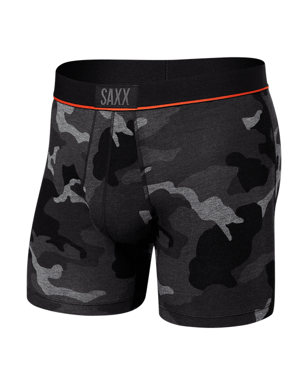 Front of Vibe Super Soft Boxer Brief in Supersize Camo- Black