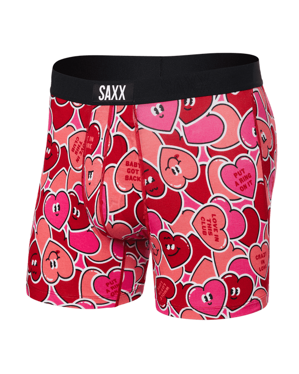 Front of Vibe Super Soft Boxer Brief in Whole Lotta Love-Red