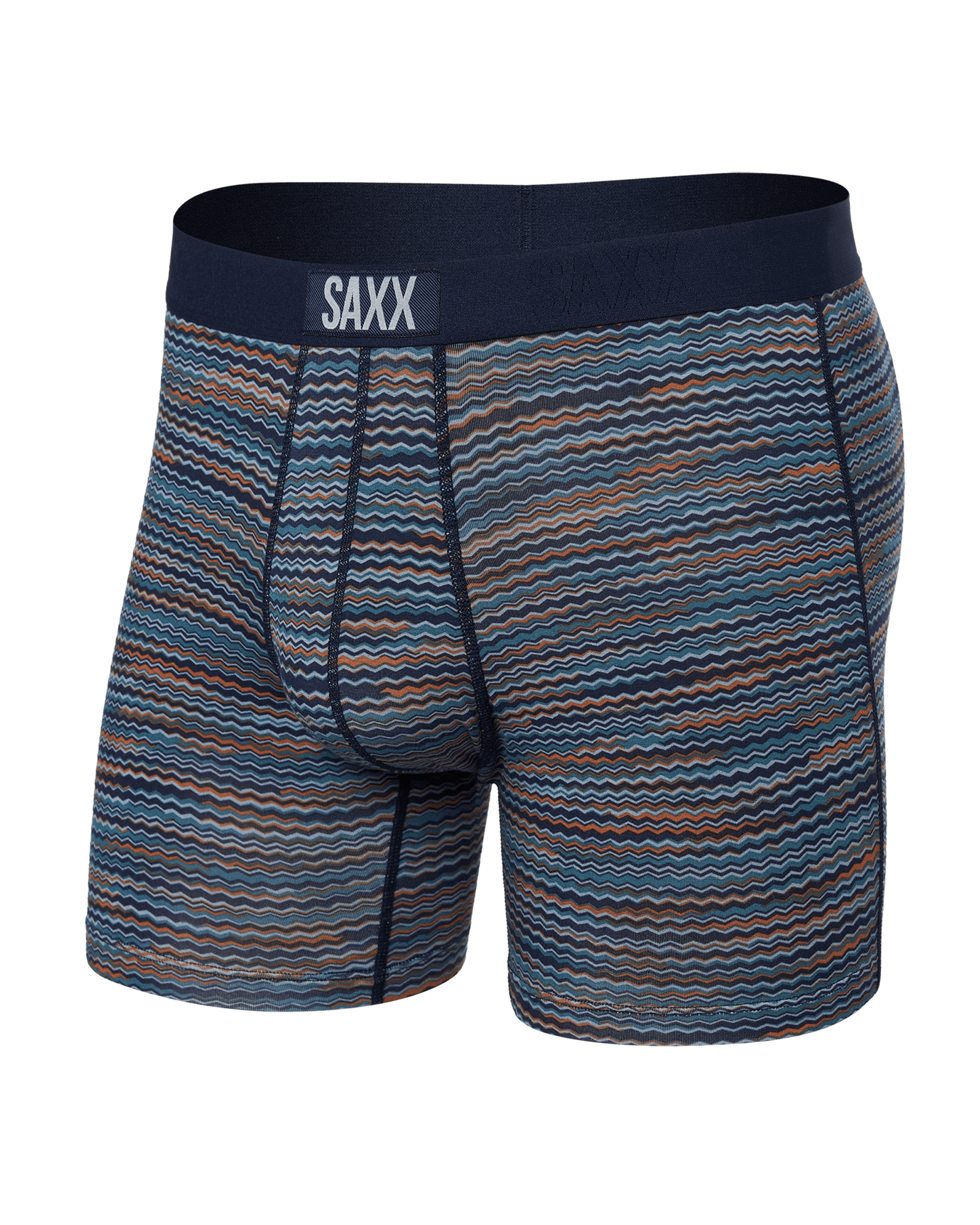 Front of Vibe Super Soft Boxer Brief in Wavelength Spacedye-Maritime