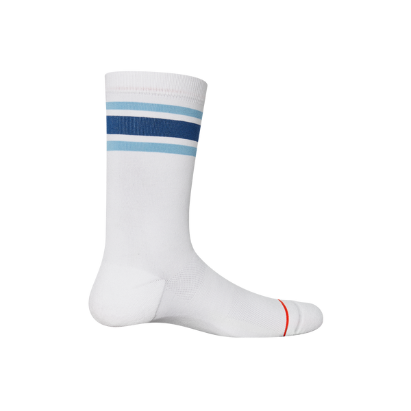 Back of Whole Package Crew Sock in Athletic Stripe- White