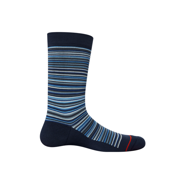 Back of Whole Package Crew Sock in Vibrant Stripe- Navy