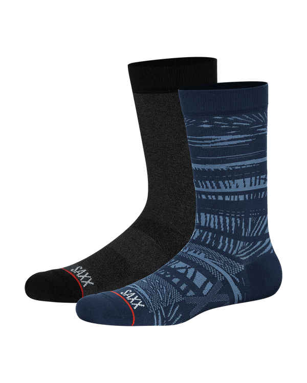 Front of Whole Package 2-Pack Crew Sock in Shade Stripe/Black Heather