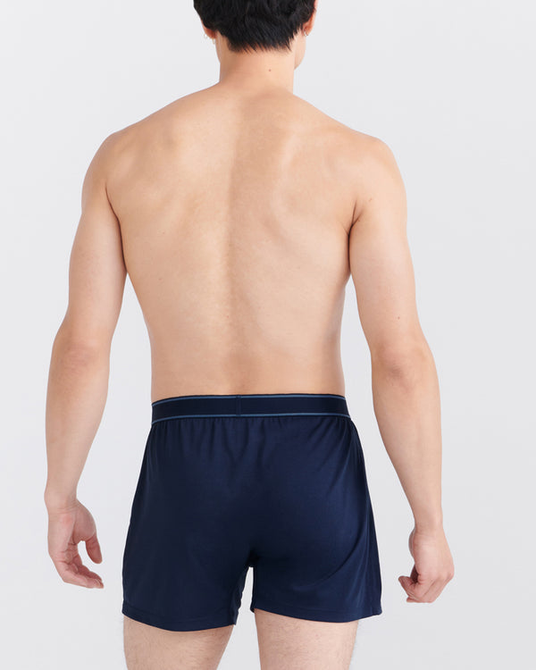 Back - Model wearing Daytripper Boxer Short Fly in Navy Heather