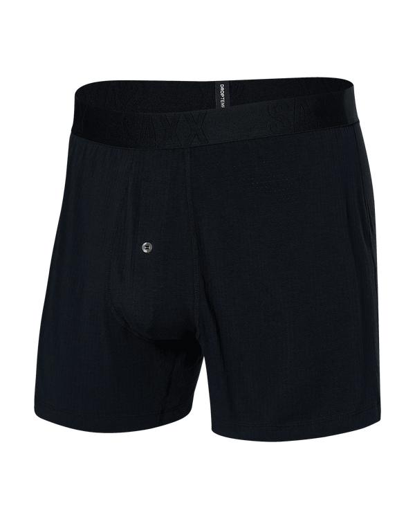 Front of Droptemp Cooling Sleep Loose Boxer Fly in Black