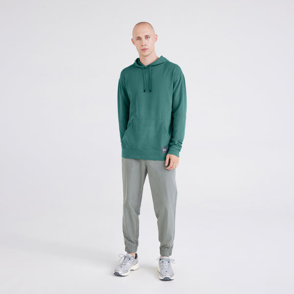 Front - Model wearing 3Six Five Lounge Hoodie in Pine and Go To Town Jogger in Cargo Grey