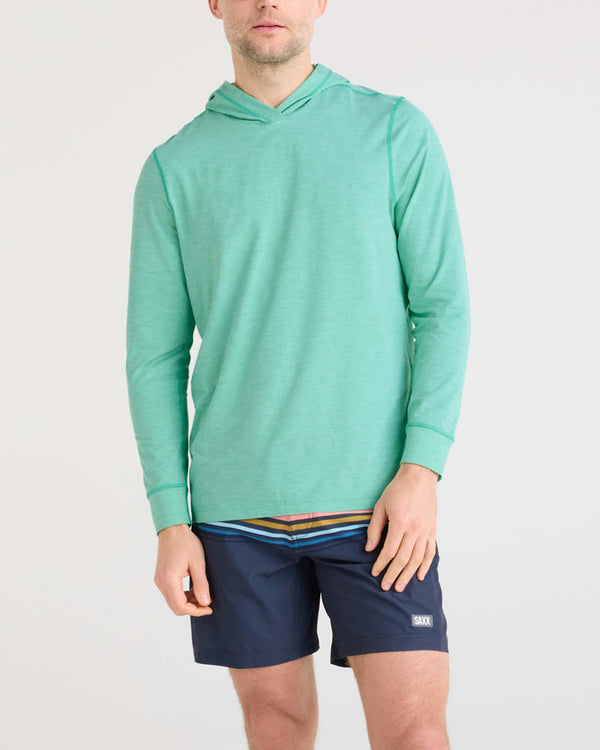 Front - Model wearing Droptemp All Day Cooling Hoodie in Mint Heather