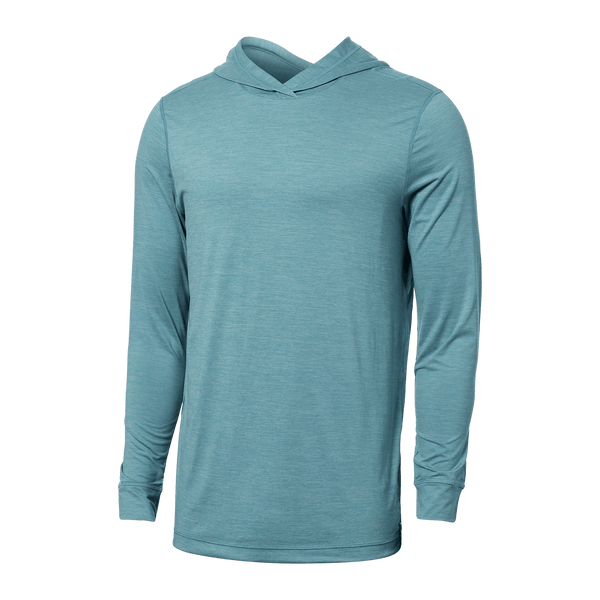 Front of DropTemp All Day Cooling Hoodie in Sea Level Heather