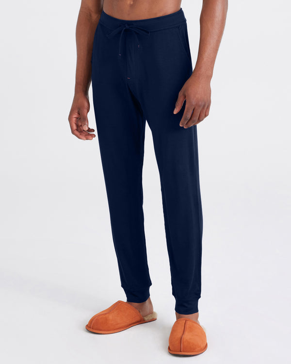 Front - Model wearing Snooze Sleep Pant in Maritime