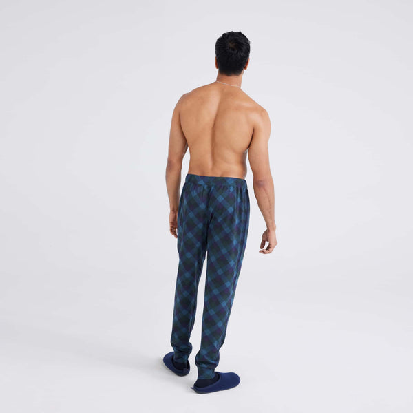 Back - Model wearing Droptemp® Cooling Sleep Sleep Pant in Bison Check-Maritime