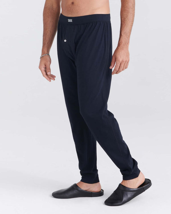 Front - Model wearing Droptemp Cooling Sleep Pant Fly in Black