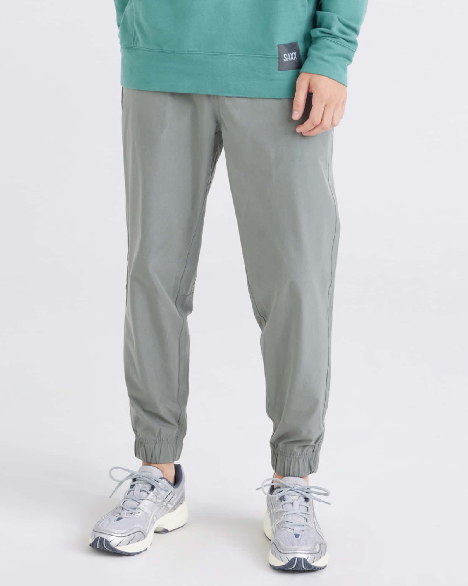 Front - Model wearing  Go To Town Jogger in Cargo Grey