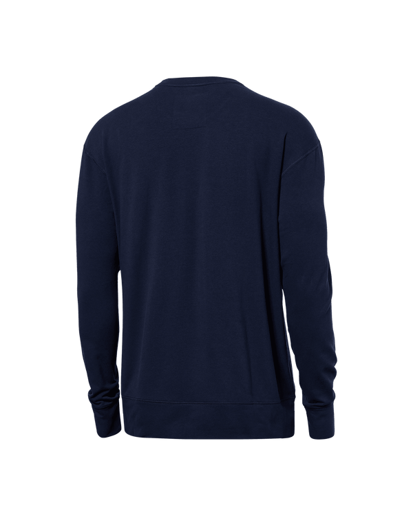 Back of 3Six Five Lounge Long Sleeve Crew in Maritime Blue