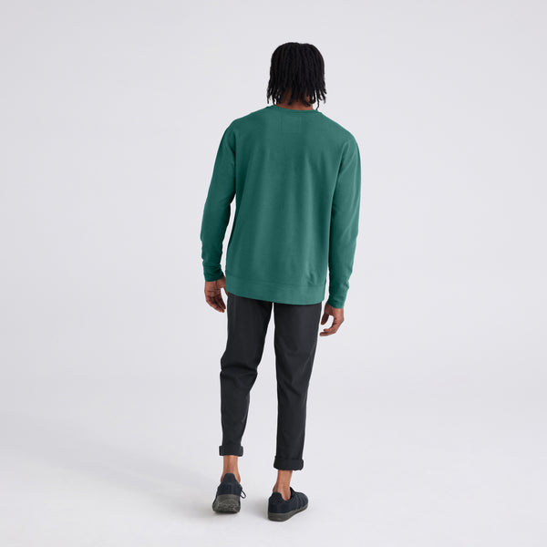 Back - Model wearing  3Six Five Lounge Long Sleeve Crew in Pine