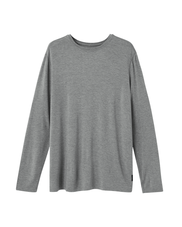 Front of Snooze Sleep Long Sleeve Crew in Dark Grey Heather