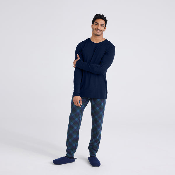 Front - Model wearing Snooze Sleep Long Sleeve Crew in Maritime