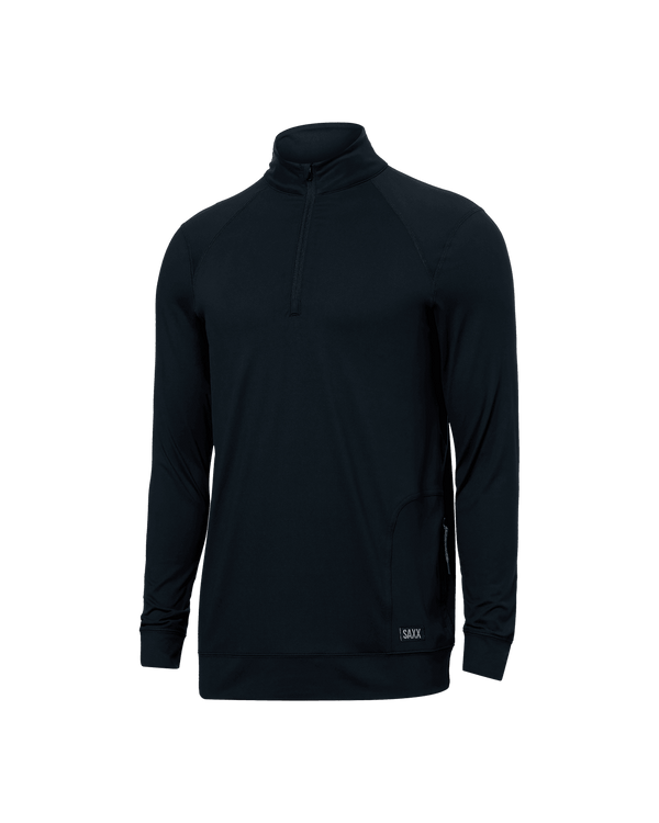 Front of PeakDaze Long Sleeve Half Zip in Black