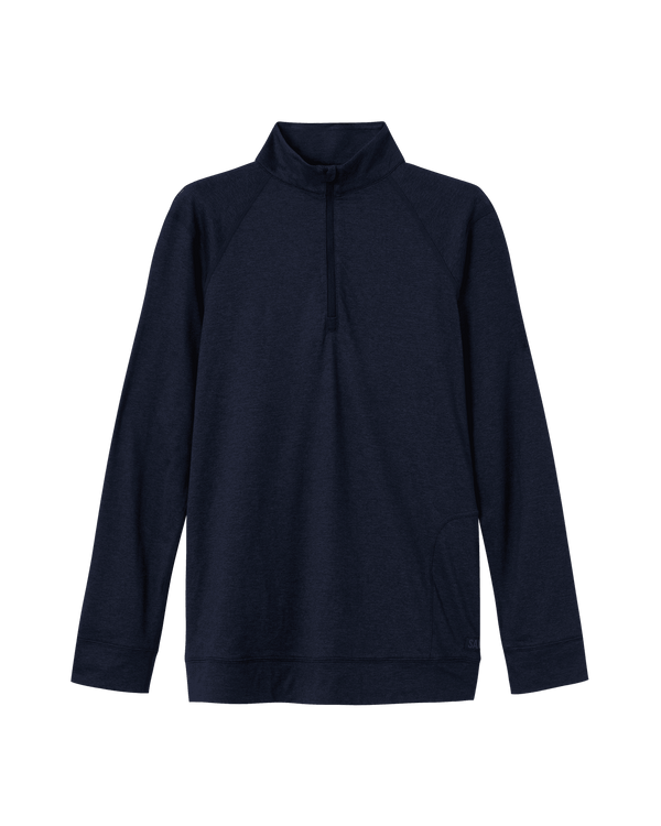 Front of Peakdaze Half Zip in Maritime Heather