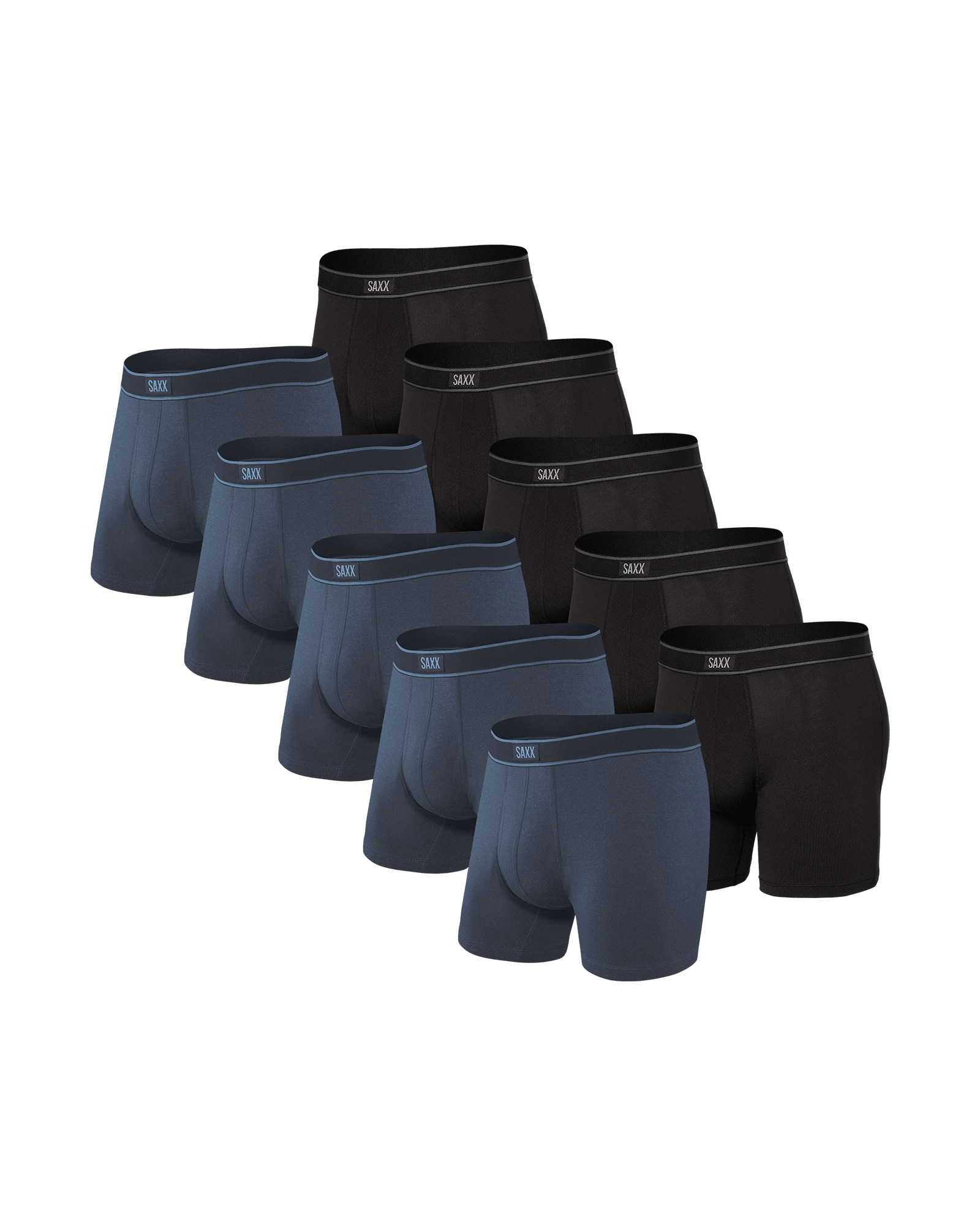 Front of Daytripper Boxer Brief Fly 10 Pack in Black/Navy