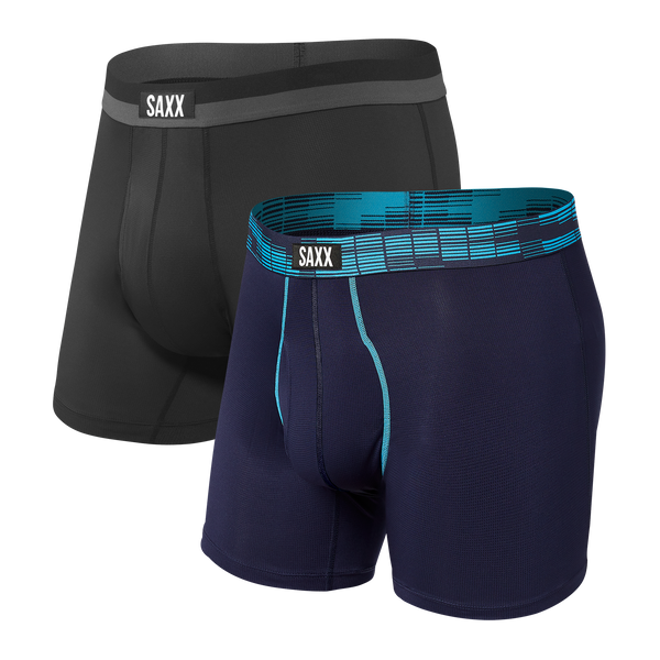 Front of Sport Mesh Boxer Brief Fly 2 Pack in Navy Digi Dna/Black