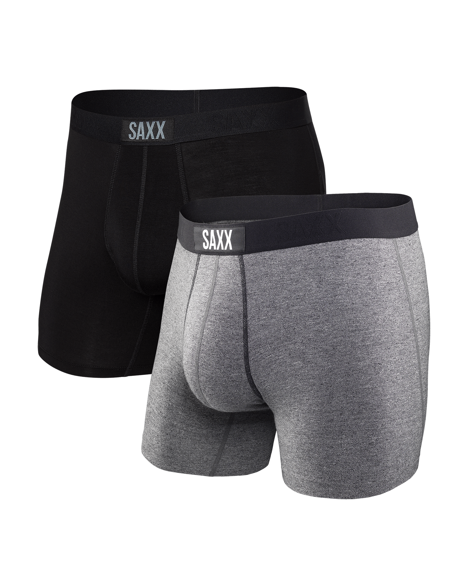 Front of Vibe Boxer Brief 2 Pack in Black/Grey