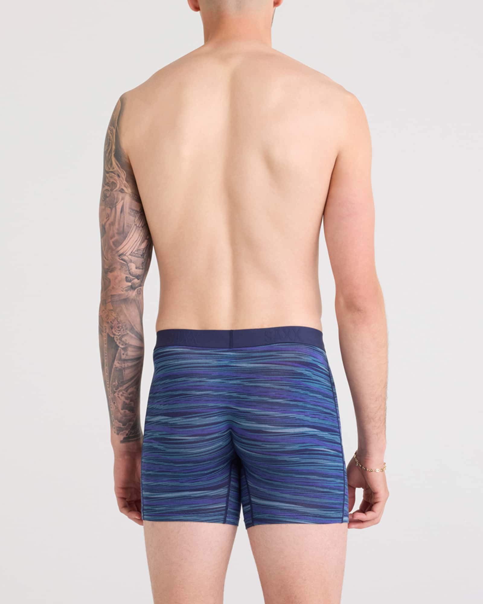 Back - Model wearing Vibe Xtra Boxer Brief Fly 2 Pack in Surge Spacedye/Navy