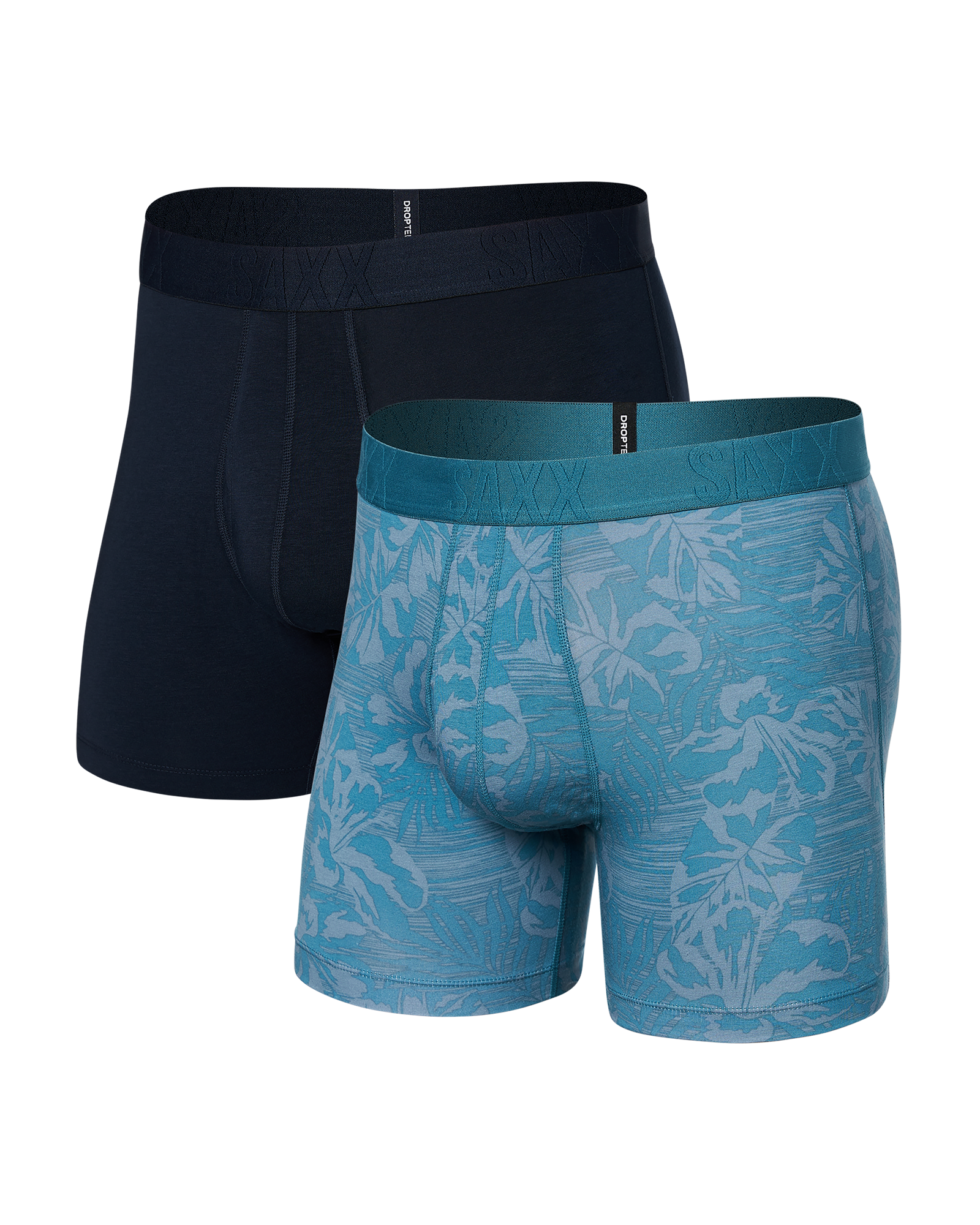 Front of DropTemp Cooling Cotton Boxer Brief 2 Pack in Jungle Haze/Dark Ink