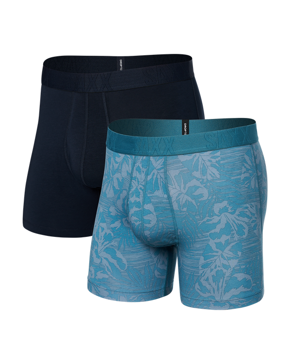 Front of DropTemp Cooling Cotton Boxer Brief 2 Pack in Jungle Haze/Dark Ink