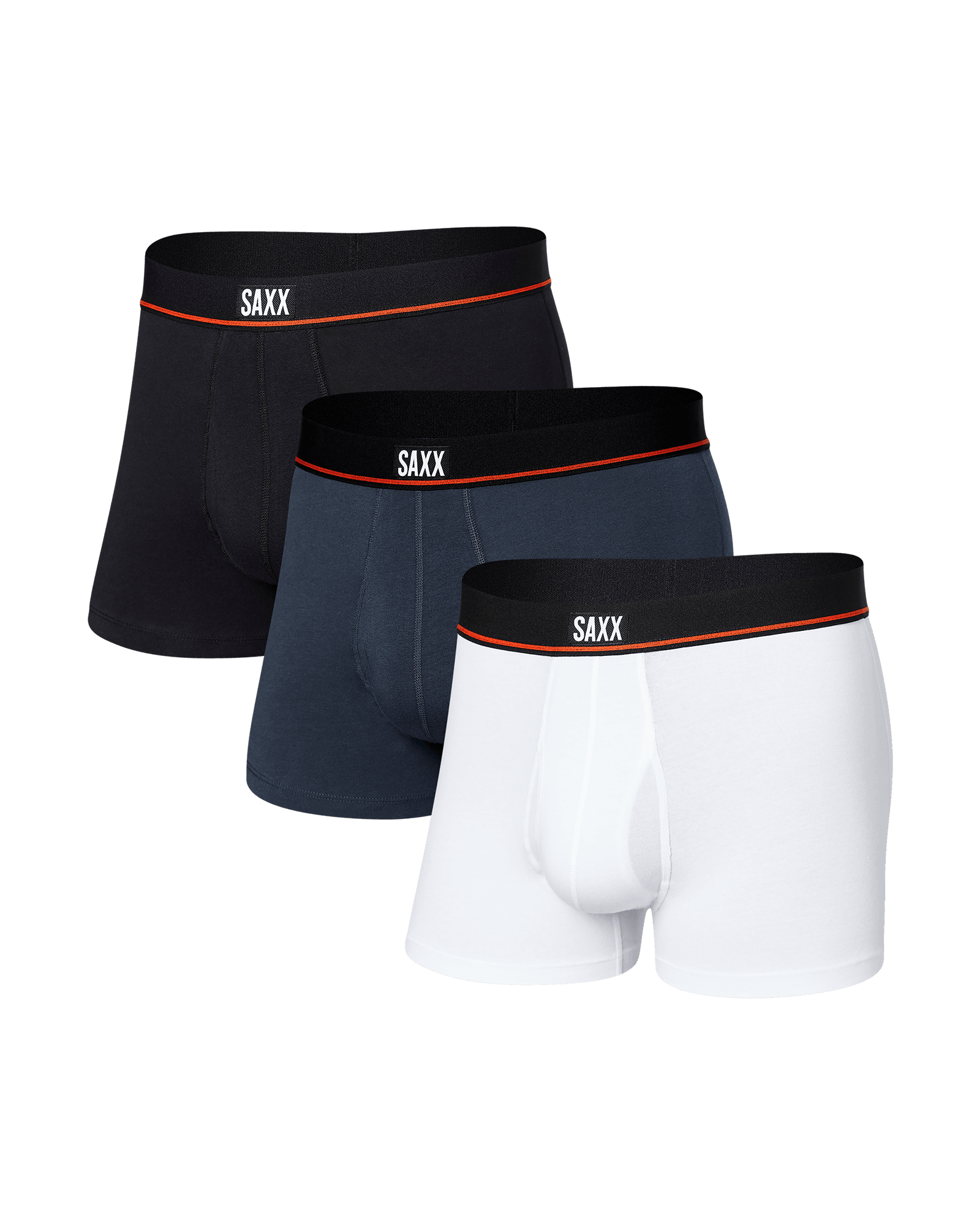 Back of Non-Stop Stretch Cotton Trunk in Black/Deep Navy/White