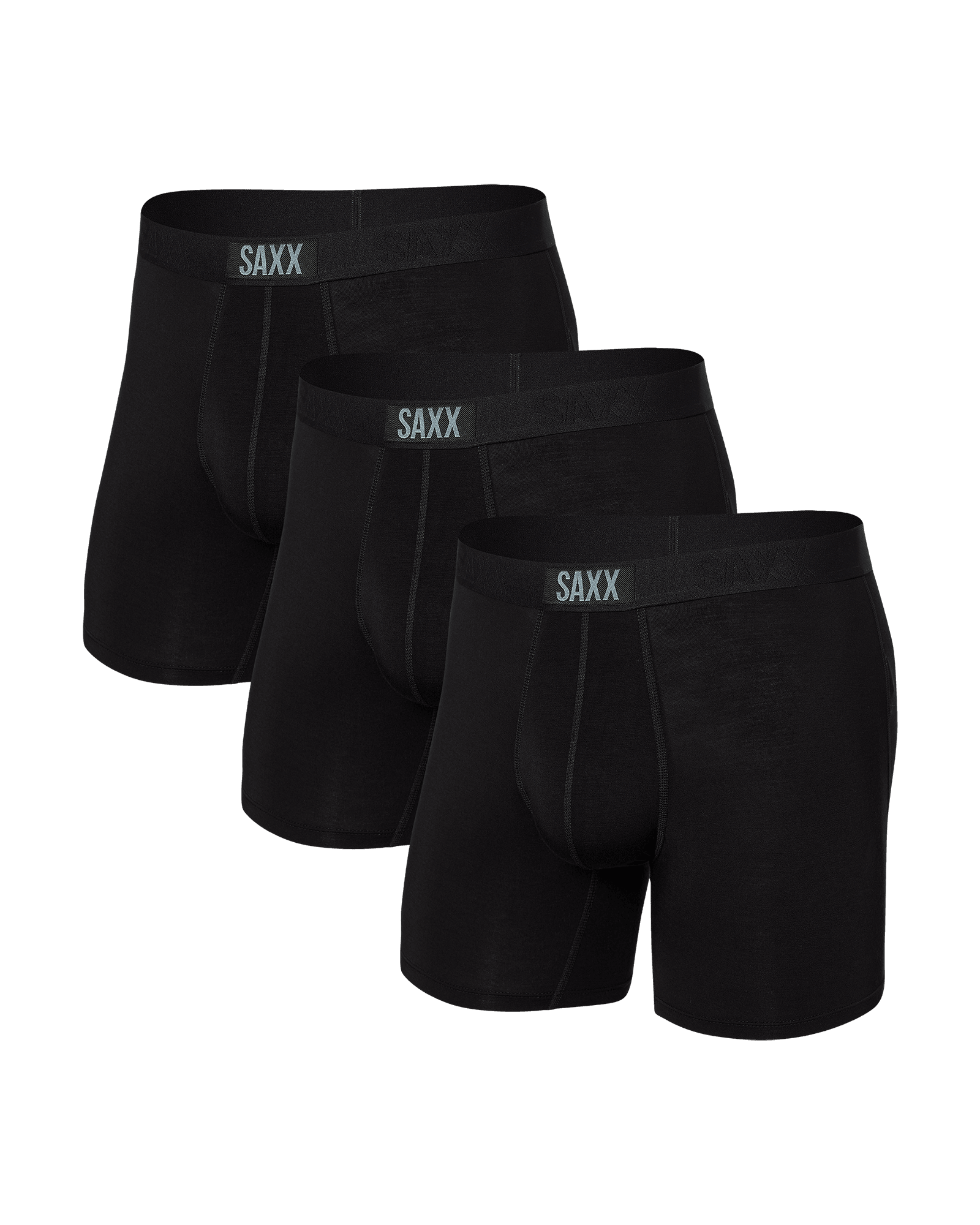 Front of Vibe Boxer Brief 3Pack in Black/Black