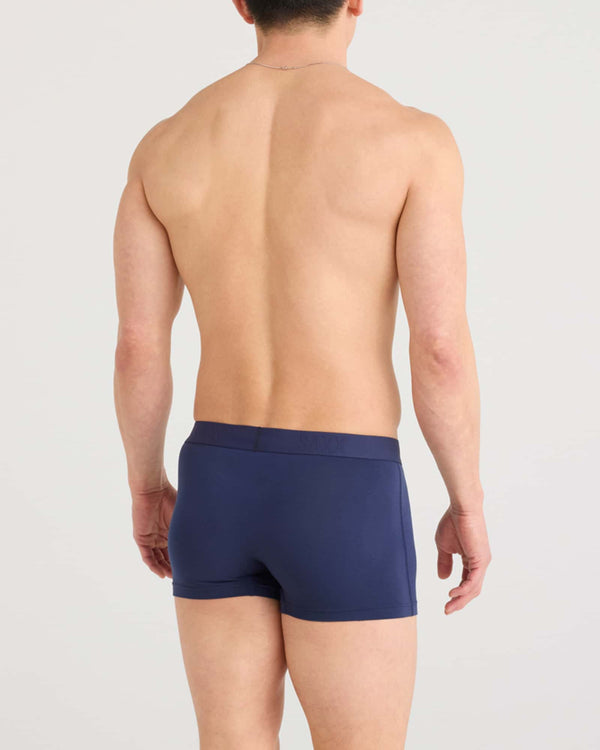 Back - Model wearing Vibe Xtra Trunk Fly 3 Pack in Black/Dark Grey Heather/Navy