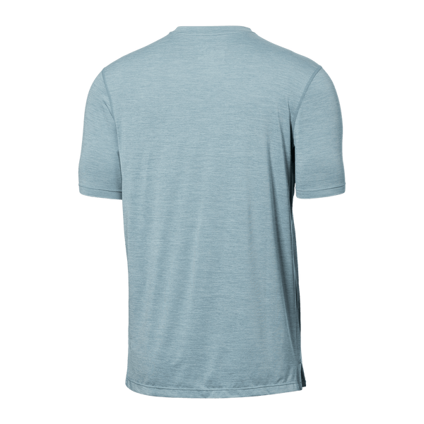 Back of DropTemp All Day Cooling Short Sleeve Tee in Light Aqua Heather