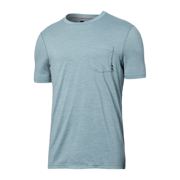 Front of DropTemp All Day Cooling Short Sleeve Tee in Light Aqua Heather