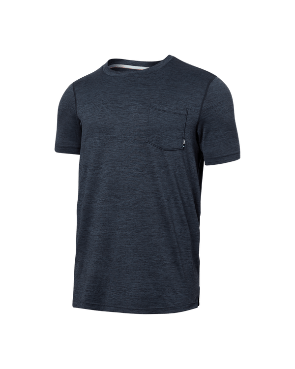 Front of Droptemp All Day Cooling Short Sleeve Pocket Tee in Turbulence Heather