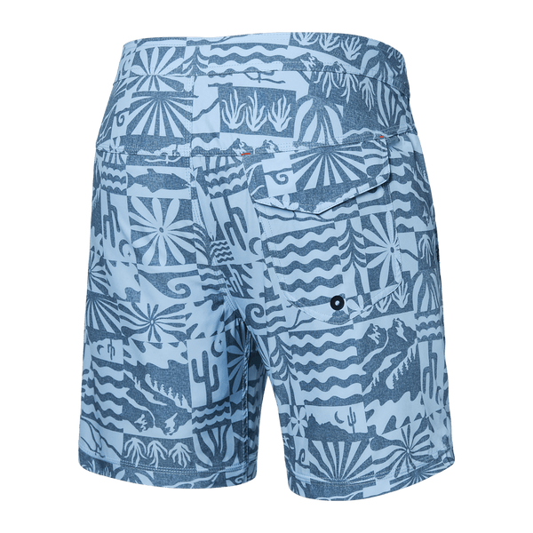 Back of Betawave 2N1 Swim Board Short Regular in West Coast- Chambray