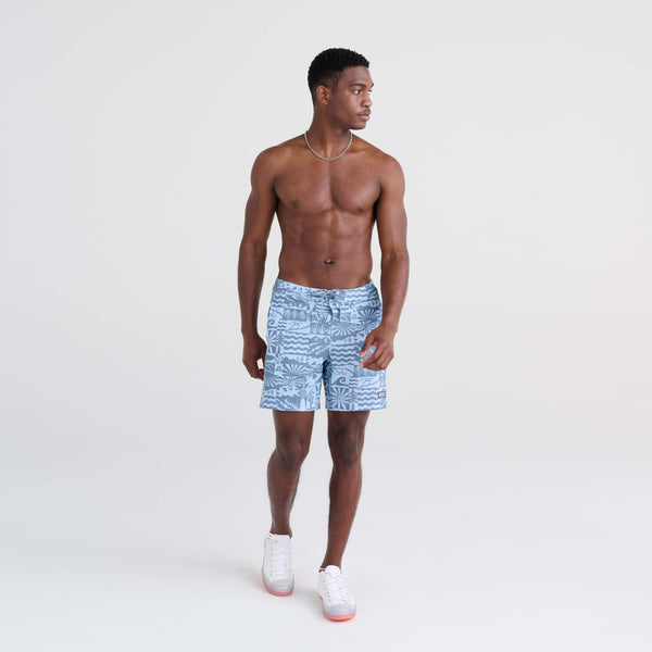 Front - Model wearing Betawave 2N1 Swim Board Short Regular in West Coast- Chambray